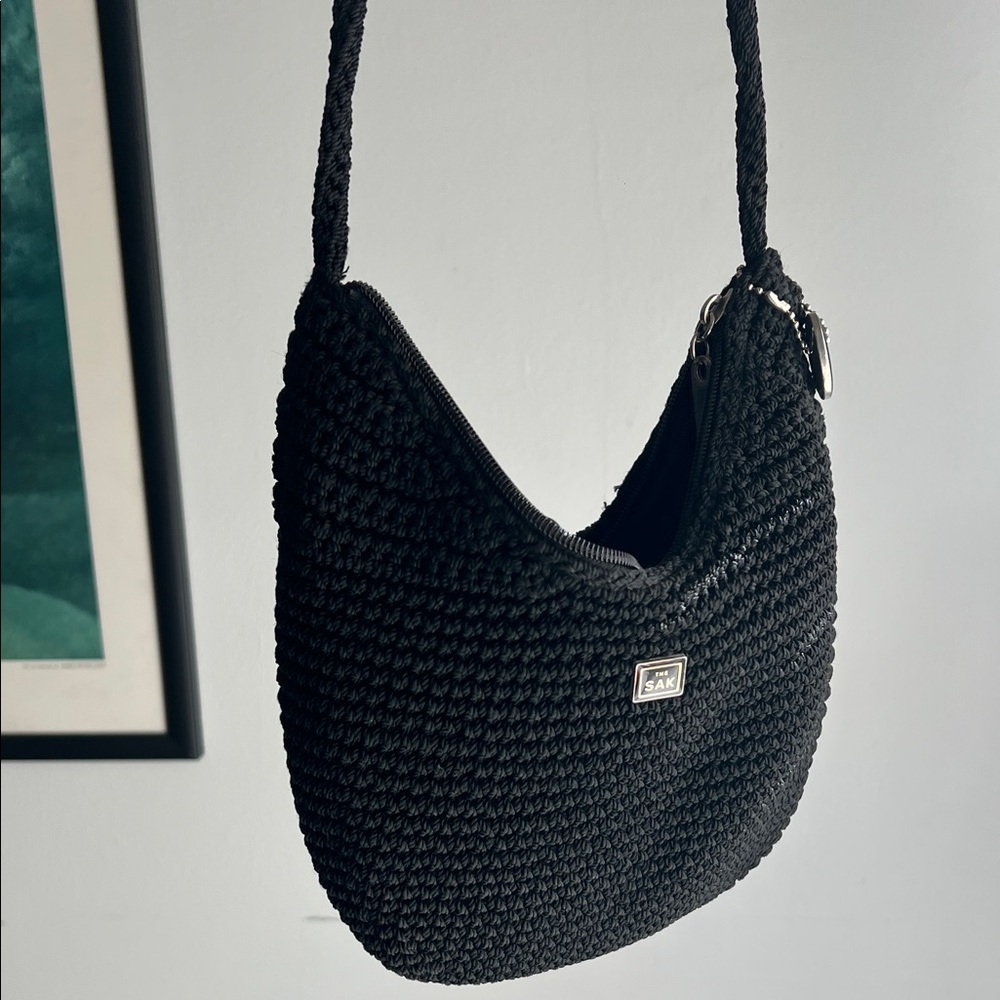 The Sak Black Knit Crossbody Shoulder Bag